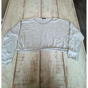 Brandy Melville Brianna Light Grey Cropped Knit Sweater MDA175L One Size